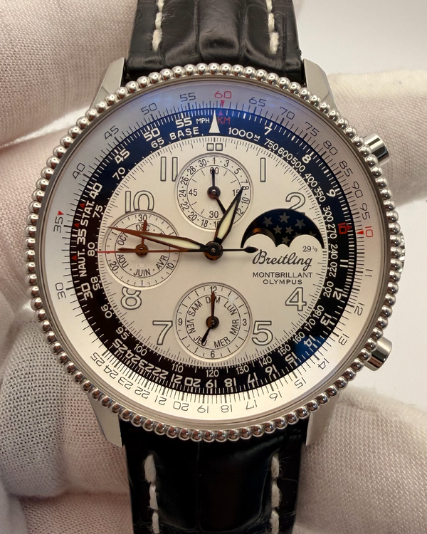 2010 Breitling Navitimer Montbrillant Olympus 42MM Silver Dial Leather Strap (A1935012/G592)