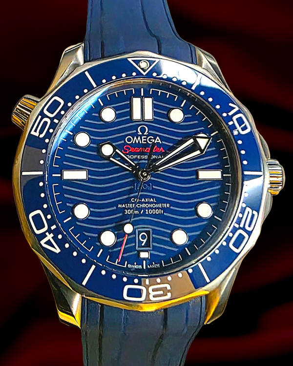 No Reserve - 2022 Omega Seamaster Diver 300M 42MM Blue Dial Rubber Strap (210.32.42.20.03.001)