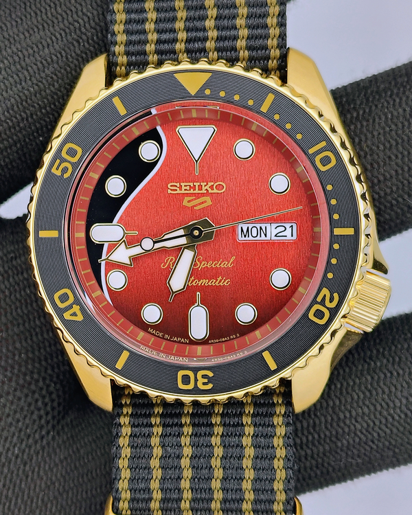 Seiko 5 Sports "Brian May" L.E. 42.5MM Red Dial Textile Strap (SRPH80K1)