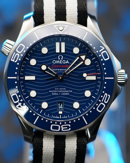 No Reserve - 2025 Omega Seamaster Diver 300M 42MM Blue Dial Textile Strap (210.32.42.20.03.001)