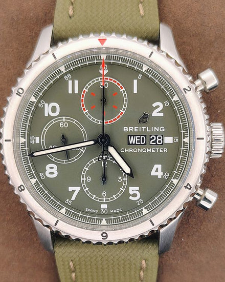 Breitling Aviator 8 "Curtis Warhawk" 43MM Green Dial Textile Strap (A13316)