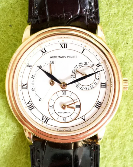 Audemars Piguet Jules Audemars Dual Time 36.5MM White Dial Leather Strap (25685BA)