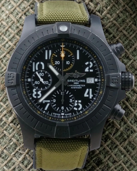 2021 Breitling Avenger "Night Mission" 45MM Black Dial Leather Strap (V13317101B1X2)