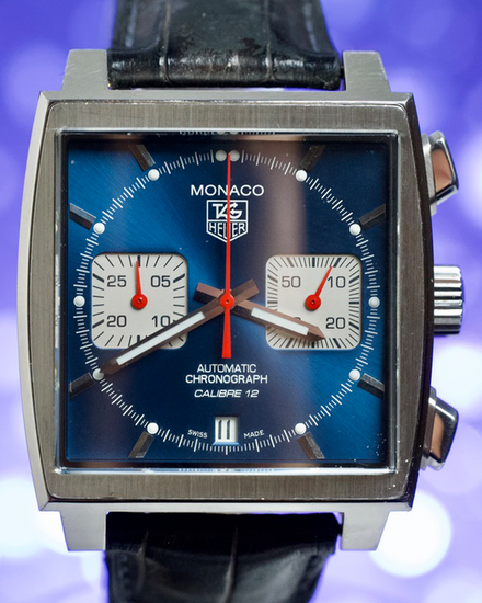 No Reserve - 2013 Tag Heuer Monaco 39MM Blue Dial Leather Strap (CAW2111)