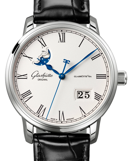 No Reserve - Glashütte Original Senator Panorama 40MM Silver Dial Leather Strap (100-04-32-12-04)