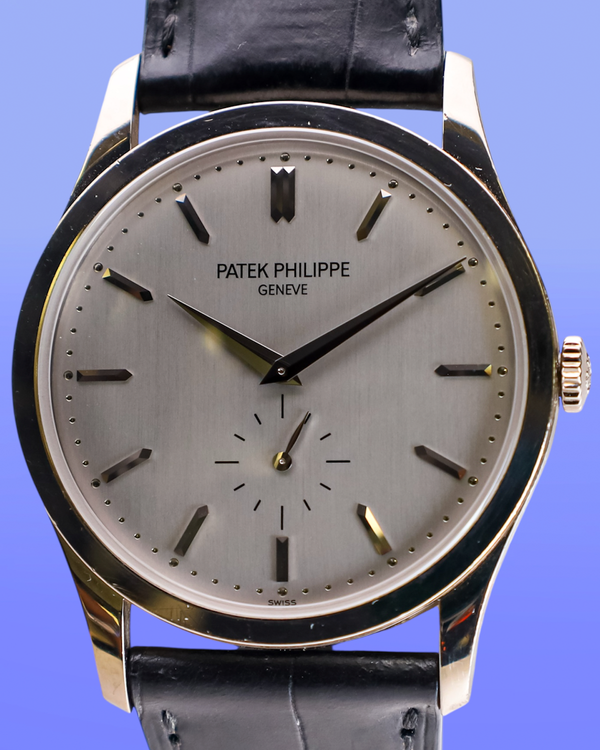 2017 Patek Philippe Calatrava 37MM Silver Dial Leather Strap (5196G-001)