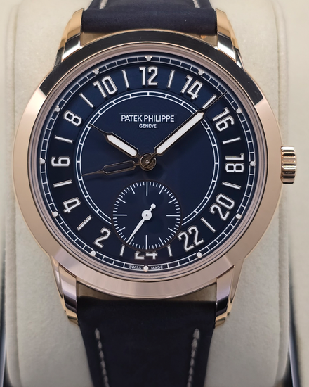 2025 Patek Philippe Calatrava Pilot Travel Time 42MM Blue Dial Leather Strap (5224R-001)