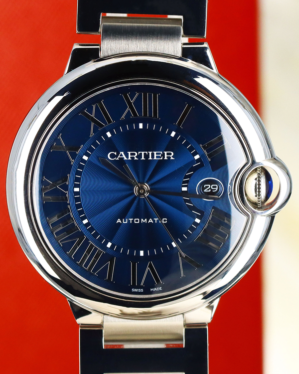 Cartier Ballon Bleu 42MM Blue Dial Steel Bracelet (WSBB0027)