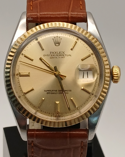 1979 Rolex Datejust 36MM Champagne Dial Aftermarket Leather Strap (1601)