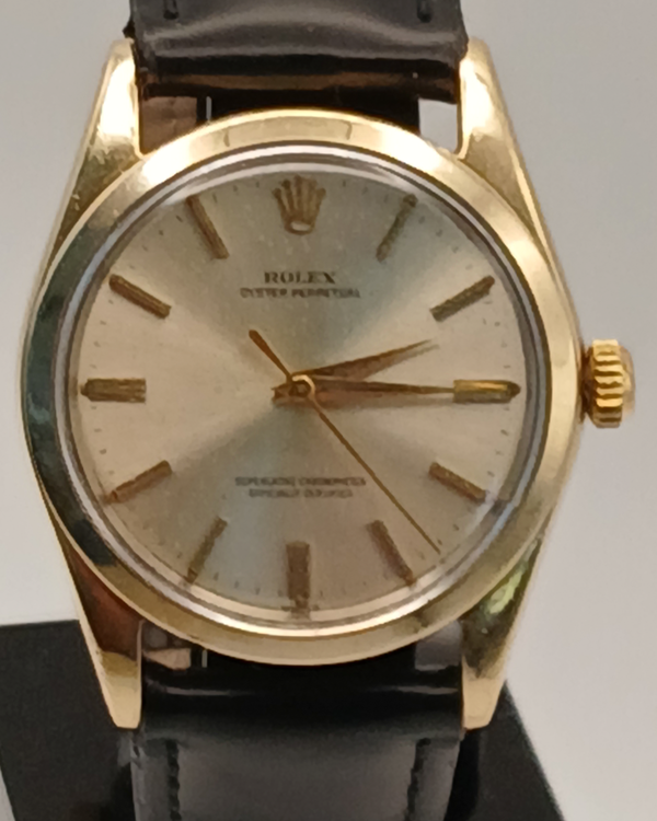 1962 Rolex Oyster Perpetual 34MM Silver Dial Aftermarket Leather Strap (1014)