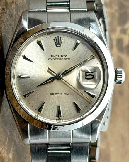 1963 (991K Serial) Rolex Oyster Precision Date 34MM Silver Dial Oyster Bracelet (6694)