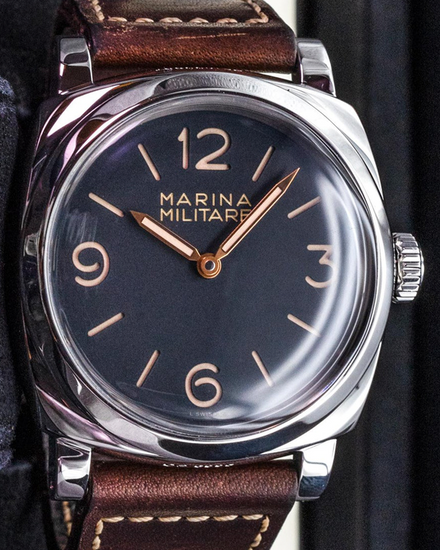 2015 Panerai Radiomir 1940 3 Days Marina Militare 47MM Black Dial Leather Strap (PAM00587)