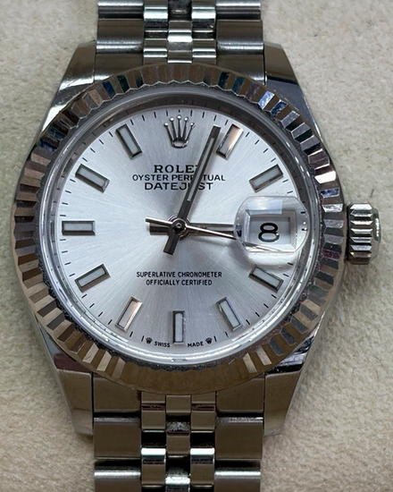 2021 Rolex Lady-Datejust 28MM Silver Dial Super Jubilee Bracelet (279174)