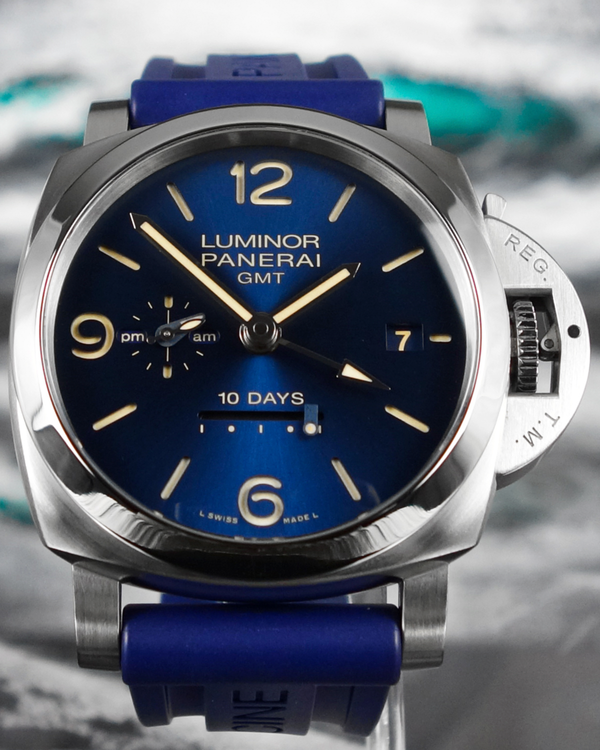 2022 Panerai Luminor 1950 10 Days GMT "Design Miami" L.E. 44MM Blue Dial Rubber Strap (PAM00986)