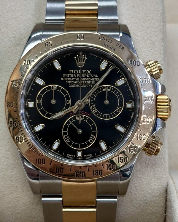 Rolex Cosmograph Daytona 40MM Black Dial Two-Tone Oyster Bracelet (116523)