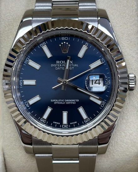 2014 Rolex Datejust II 41MM Blue Dial Oyster Bracelet (116334)