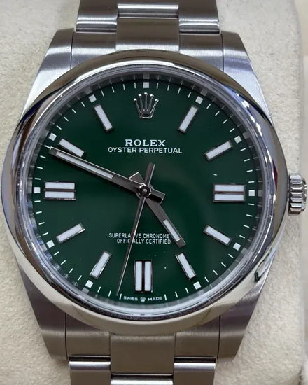2022 Rolex Oyster Perpetual 41MM Green Dial Oyster Bracelet (124300)