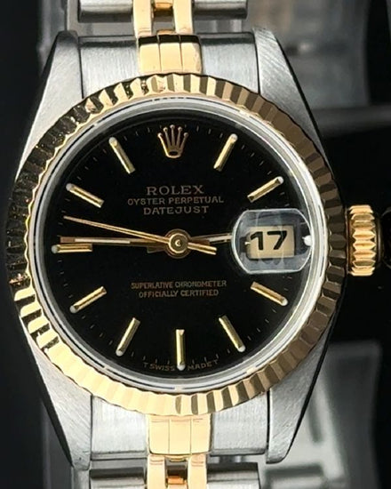 2000 Rolex Lady-Datejust 26MM Black Dial Two-Tone Jubilee Bracelet (69173)