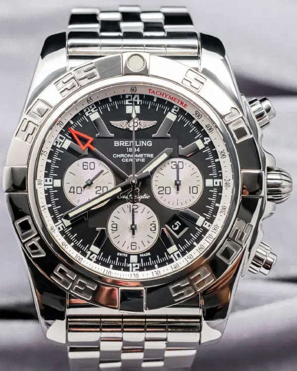 Breitling Chronomat GMT 47MM Black Dial Steel Bracelet (AB041012/BA69)
