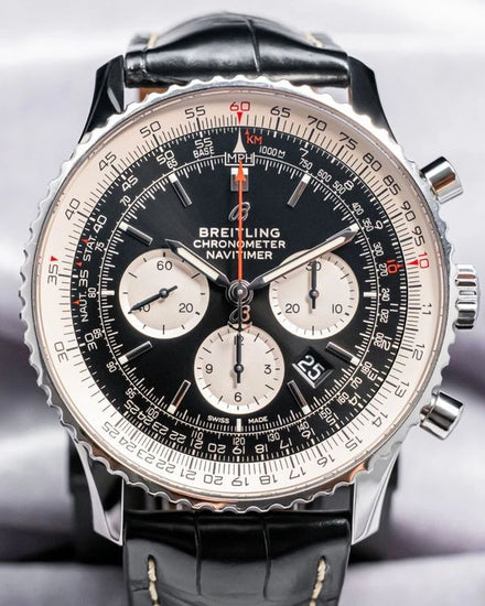 Breitling Navitimer B01 Chronograph 46MM Black Dial Leather Strap (AB0127211B1P1)