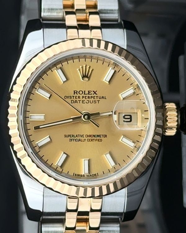 2012 Rolex Lady-Datejust 26MM Champagne Dial Two-Tone Super Jubilee Bracelet (179173)
