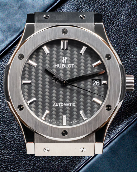 Hublot Classic Fusion 45MM Carbon Fiber Dial Rubber Strap (511.NX.1171.RX)