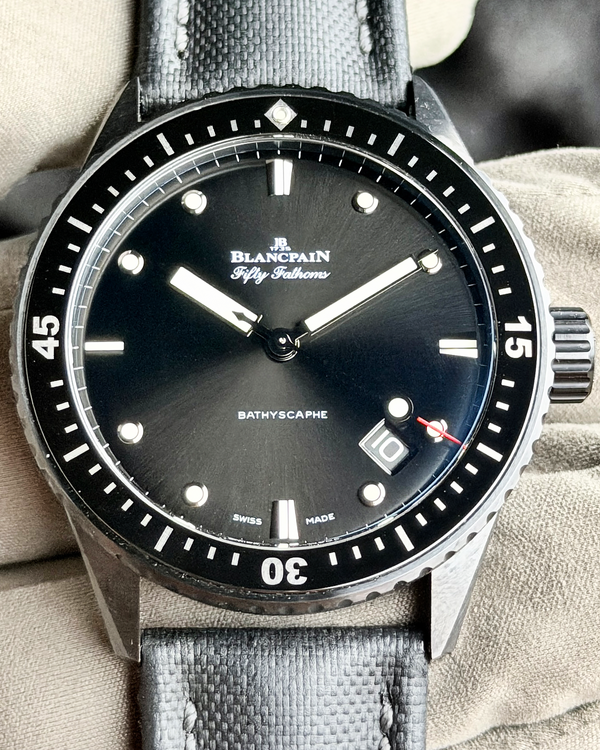 2020 Blancpain Fifty Fathoms Bathyscape 43MM Black Dial Textile Strap (5000-0130-B52A)
