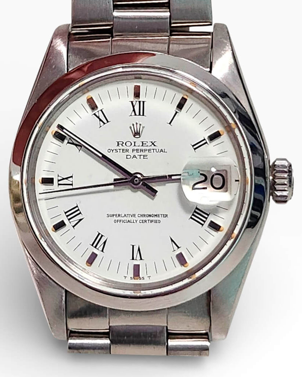 Rolex Oyster Perpetual Date 34MM White "Buckley" Dial Oyster Bracelet (1500)