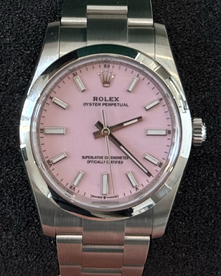 2026 Rolex Oyster Perpetual 34MM Candy Pink Dial Oyster Bracelet (124200)
