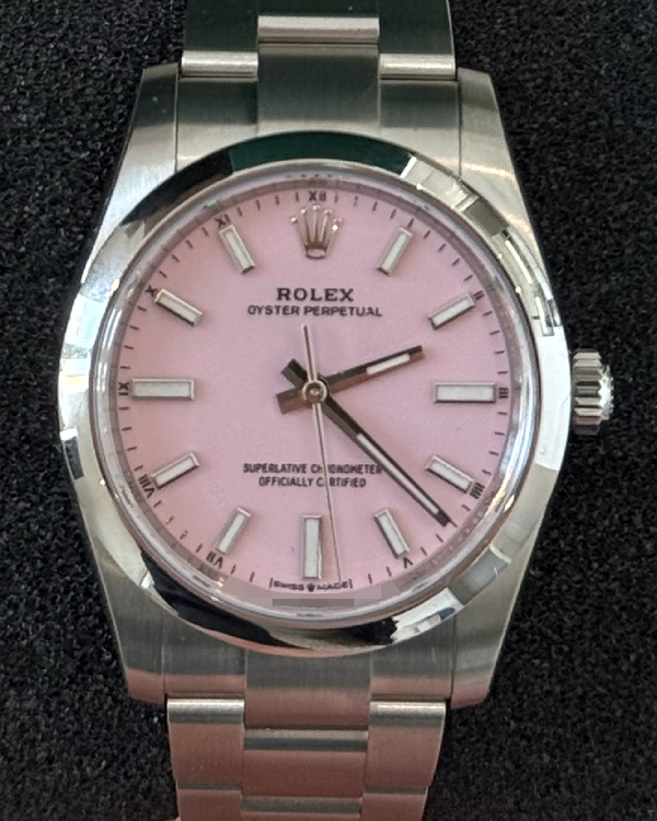 2026 Rolex Oyster Perpetual 34MM Candy Pink Dial Oyster Bracelet (124200)
