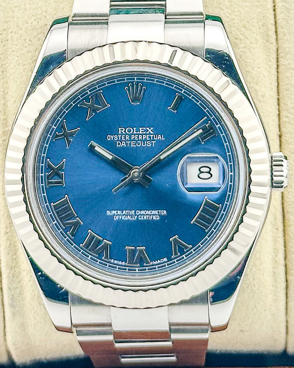 No Reserve - 2016 Rolex Datejust II 41MM Blue Dial Oyster Bracelet (116334)