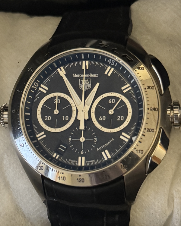 2007 Tag Heuer Mercedes-Benz SLR L. E. 45MM Black Dial Leather Strap (CAG2110.FC6209)