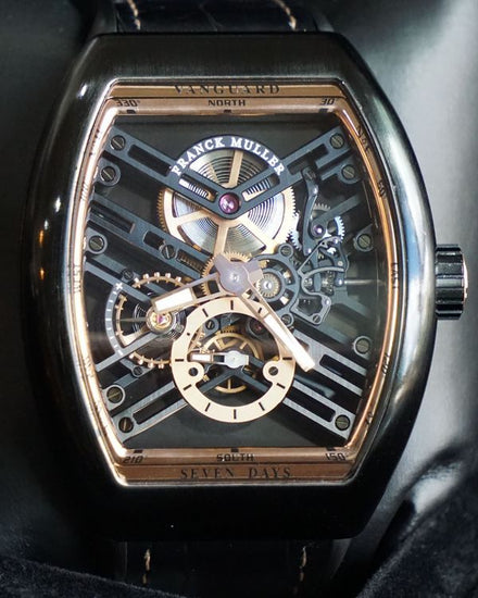 Franck Muller Vanguard L.E. 44MM Skeleton Dial Leather Strap (V 45 S6 SQT TT NR BR 5N)