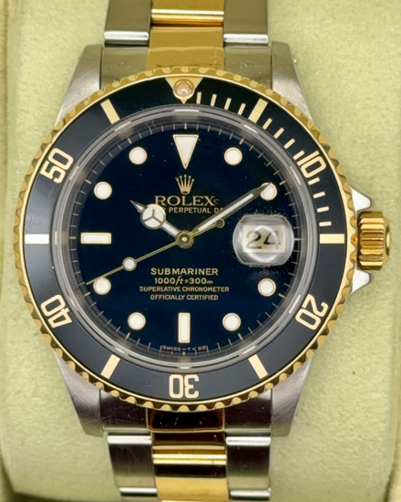 Rolex Submariner Date 40MM Black Dial Two-Tone Oyster Bracelet (16613)