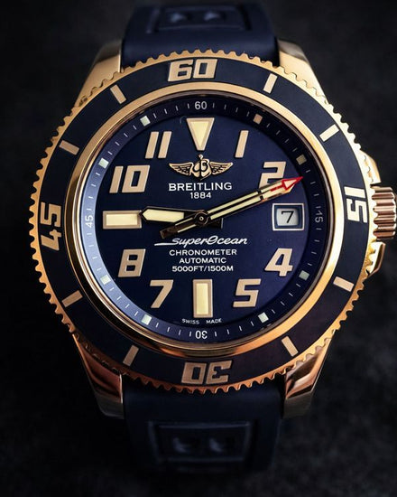 No Reserve - 2014 Breitling Superocean L.E. 42MM Blue Dial Rubber Strap (A173643B/C868)