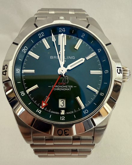 2023 Breitling Chronomat GMT 40MM Green Dial Steel Bracelet (A32398)