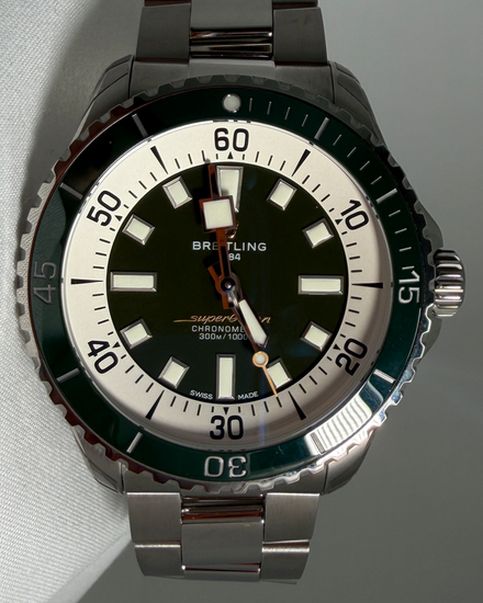 No Reserve - 2025 Breitling Superocean 44MM Green Dial Steel Bracelet (A17376)