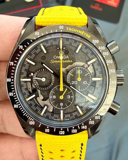 2021 Omega Speedmaster Dark Side of the Moon "Apollo 8" 44.25MM Black Dial Aftermarket Leather Strap (311.92.44.30.01.001)