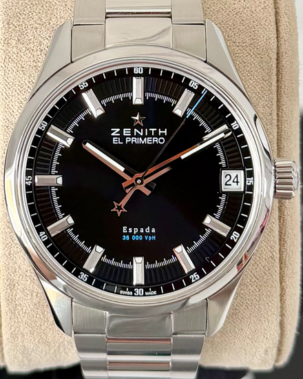 2016 Zenith El Primero Espada 40MM Black Dial Steel Bracelet (03.2170.4650/21.M2170)