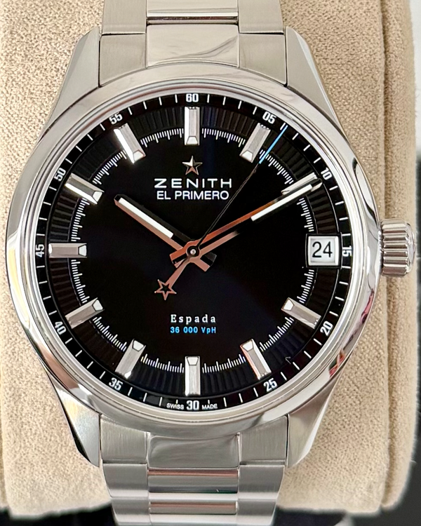 2016 Zenith El Primero Espada 40MM Black Dial Steel Bracelet (03.2170.4650/21.M2170)