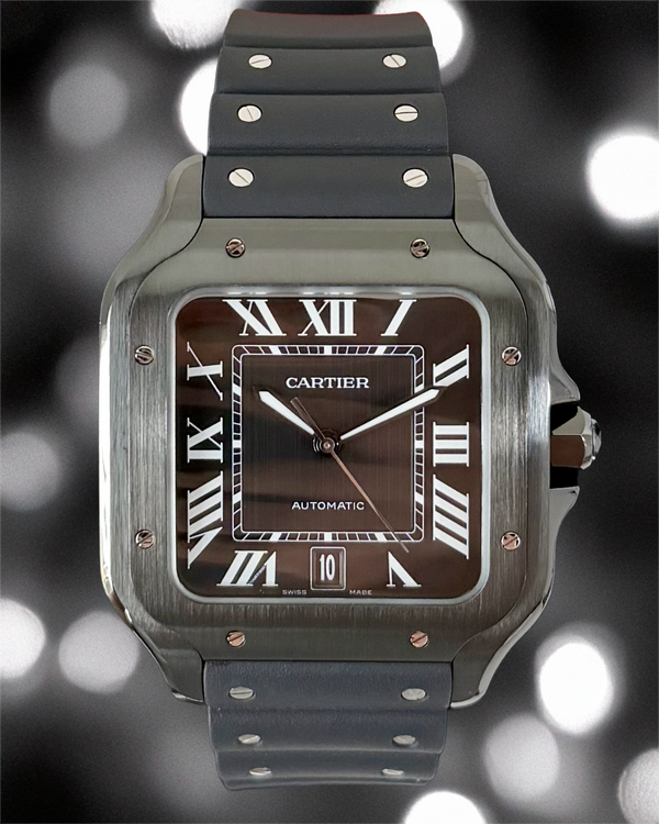 2024 Cartier Santos De Cartier 39.8MM Black Dial Rubber Strap (WSSA0039)
