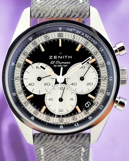 2025 Zenith Chronomaster Original 38MM Black Dial Aftermarket Textile Strap (03.3200.3600/21.C903)