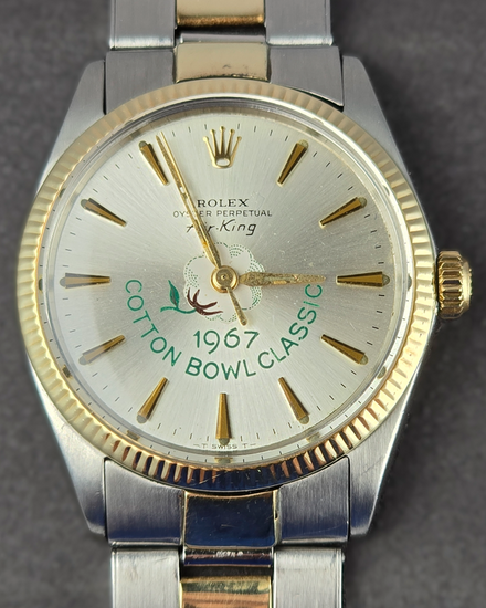 No Reserve - 1965 Rolex Air-King "Cotton Bowl Classic" 34MM Silver Dial Two-Tone Oyster Bracelet (5501)