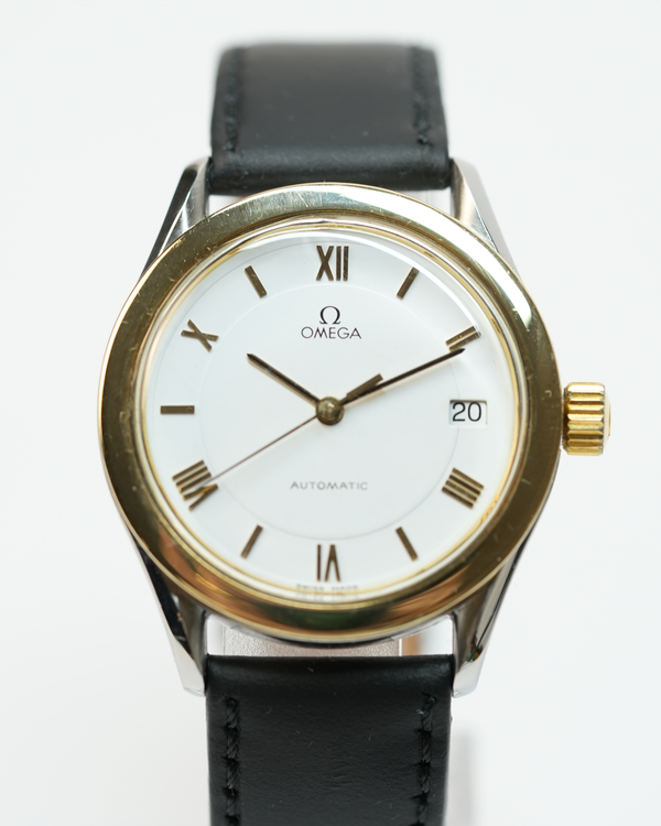 No Reserve - Omega  Vintage 35MM White Dial Aftermarket Leather Strap (166.0285)