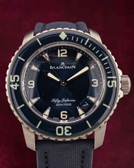 2022 Blancpain Fifty Fathoms Titanium 45MM Blue Dial Rubber Strap (5015-12B40-O52A)