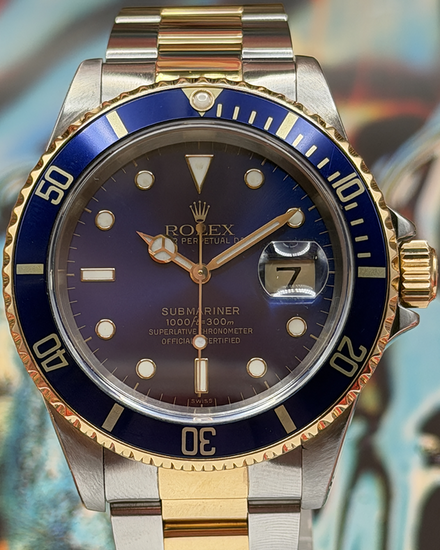 1998 Rolex Submariner Date "Bluesy" 40MM Blue Dial Two-Tone Oyster Bracelet (16613LB)