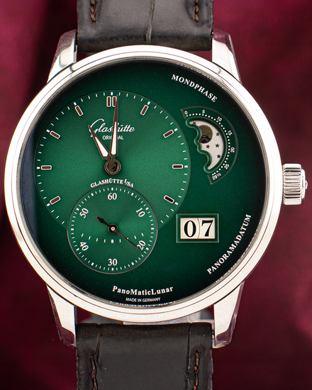 2023 Glashütte Original PanoMaticLunar 40MM Green Dial Leather Strap (1-90-02-13-32-62)