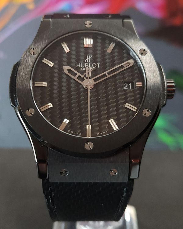 2012 Hublot Classic Fusion Black Magic 45MM Carbon Fiber Dial Aftermarket Carbon Fiber Strap (511.CM.1670.RX)