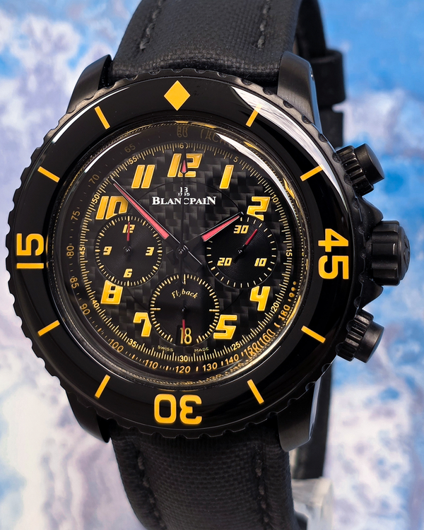 2014 Blancpain Fifty Fathoms Flyback 45MM Black Dial Leather Strap (5785F-11D03-63)