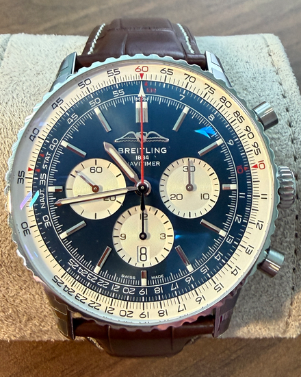 2026 Breitling Navitimer 01 Chronograph 46MM Blue Dial Leather Strap (AB0137)